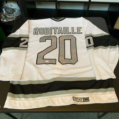 Luc Robitaille assinou o jogo usado em Los Angeles Kings de 1980 JSA JSA Uso pesado - jogo usado NHL Jerseys