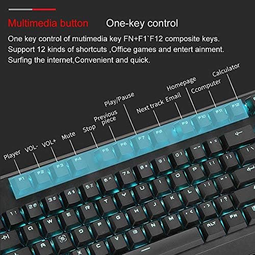 Teclado do teclado do teclado para jogos teerwere, 104 key switch switch gelo azul iluminado teclado mecânico teclado
