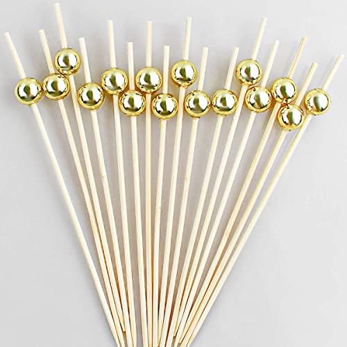 100 PCS Cocktail Picks para aperitivos Paltos de coquetéis sofisticados Poas de bambu de pérolas para festas de festas Skewers Sanduíche de casamento de 4,7 polegadas picaretas decorativas para bebidas alimentares materiais de madeira feitos de madeira