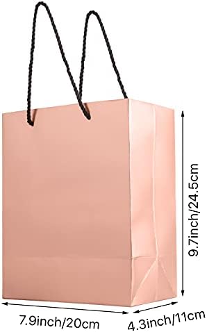 Belas sacolas de presente de luxo de memória 8 * 4 * 10 polegadas, 3 PCs Premium Rose Gold Gift Sacos para o dia das