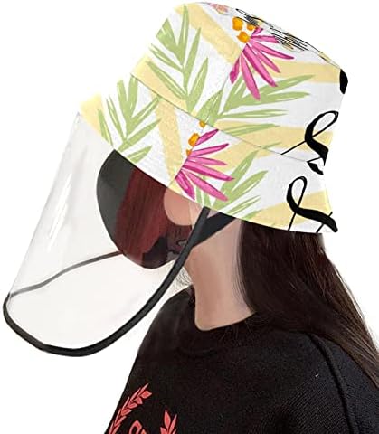 Chapéu de proteção para adultos com escudo facial, chapéu de pescador anti -sol, olá folhas de coco de abacaxi de verão