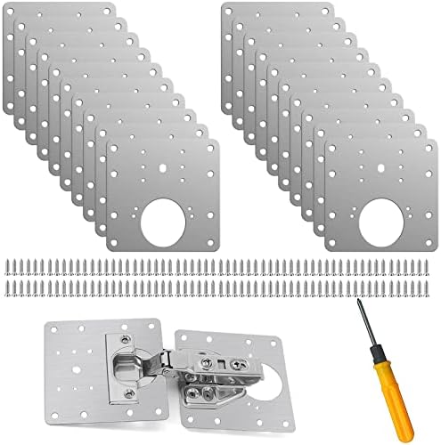 Placa de reparo de dobradiças da dobradiça do Jiaxitek 20 PCs, gabinete de aço inoxidável suportes de reparo de dobradiças de placa