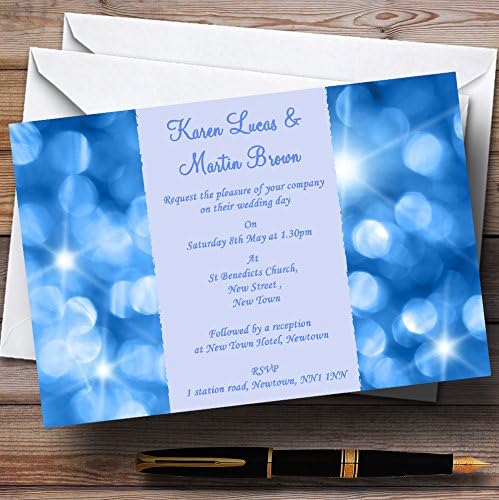 Luzes azuis cintilantes convites de casamento personalizados
