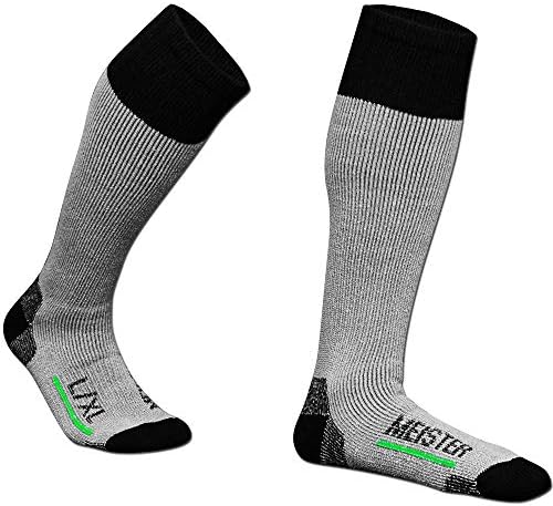 Meister Performance Wool Blend Over -the -Calf Socks - Quente, seco e confortável - Heather Gray