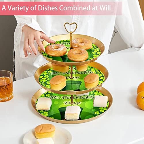 Bolo Stand Conjunto de 3 cupcake de camada Stands reutilizáveis ​​prato de pastelaria para decorações de festas de chá de