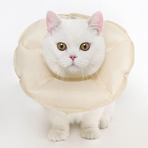 Colar de cone de gato ajustável de maio - colarinho inflável de recuperação de gatos, impede a lambida de segurança de cura