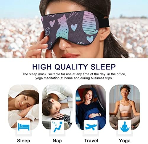 Folosa Sleep Mask Neon Cats Print, Breathable Confortable Eye Mash para Sleeped Sleeped For Women Man com cinta elástica