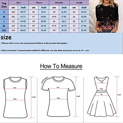 3/4 Camisetas de manga T para mulheres, gráficos florais de três quartos de manga redonda Tshirts Tops básicos para mulheres