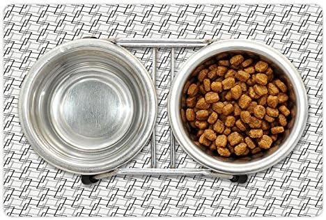 Ambesonne Geométrica Pet tapete para alimentos e água, padrão minimalista com quadrados que se cruzam mosaico de treliça