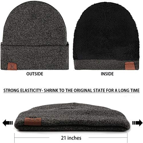Luvas de tela sensível ao chapéu de gorro quente de inverno, luvas de tampa de caveira macia definida para homens e mulheres com lã