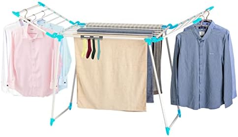 Rack de secagem de roupas de Yubelles, rack de lavanderia de gullwing, rack de roupa dobrável e salva
