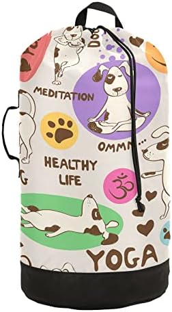 Oyihfvs colorido de desenho animado yoga yoga Saúde de mochila vintage mochila saco de lavanderia, mochila de lavanderia