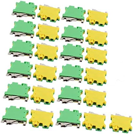 X-Dree 25pcs 46x42x8mm 6mm2 24-6awg Terminal de aterramento universal Bloco amarelo verde amarelo (25pcs 46x42x8mm 6mm2 24-6awg