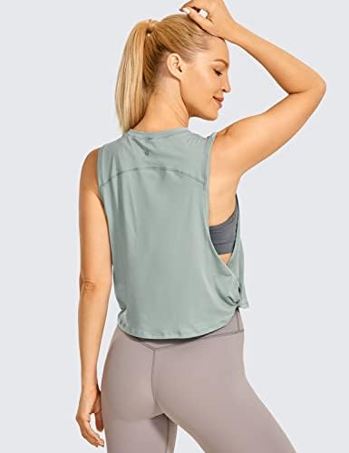 Crz Yoga Pima algodão cortado tampa de tanques para mulheres - camisas esportivas sem mangas