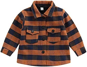 Criança menina menina jaqueta de manga comprida veludo botão xadrez de lapela casaco de camiseta unissex Baby outono de inverno roupas de inverno