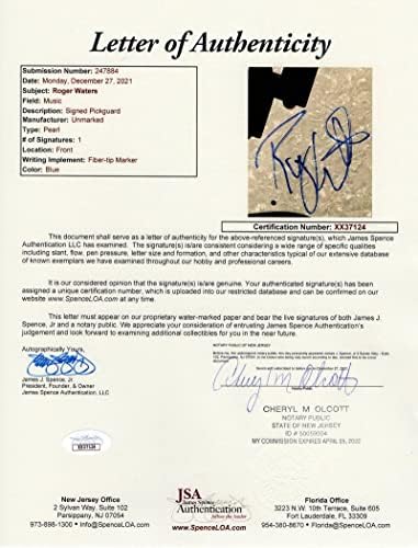 Roger Waters assinou autógrafo preto em tamanho grande Fender Electric Bass Guitar b W/ James Spence JSA Carta de autenticidade - Pink