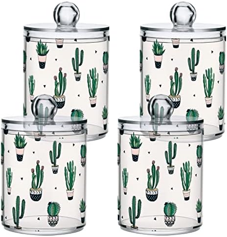 INNEWGOGO CACTUS fofo 2 Pacote de algodão Swab Ball Dispensador Recipientes de banheiro de plástico com tampas Ball de algodão Organizador da vaidade do banheiro para sais de banho