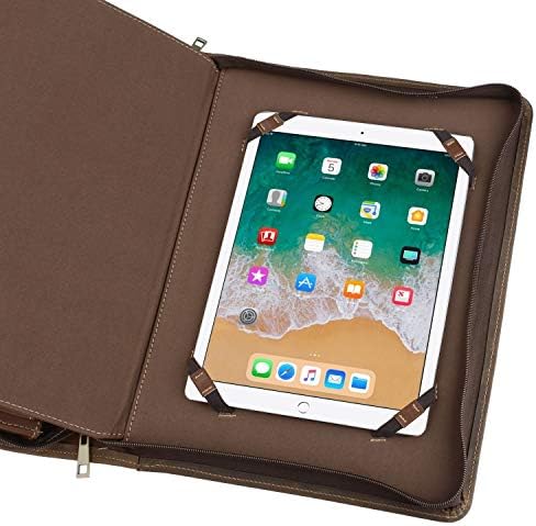 Portfólio de couro profissional com zíper, organizador de pastas de padflio de negócios para o novo iPad de 9,7 polegadas e MacBook