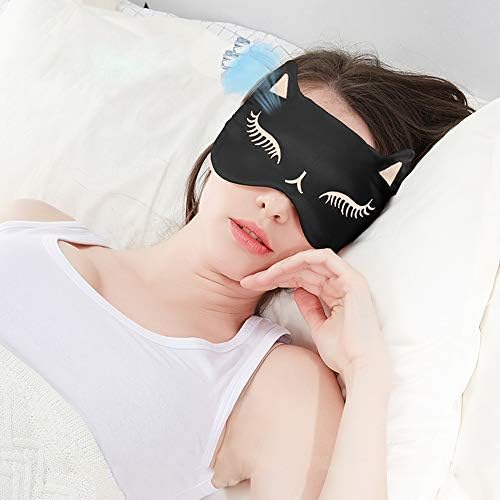 Regue máscara de olho de gato máscara de seda natural de seda lisa e macia tampas de olho macias para dormir
