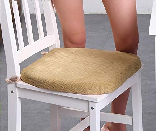 Almofada de cadeira de jantar sigmat, 2 pacote 17 x 16,5 polegadas de memória em forma de espuma de espuma de cozinha de cadeira de cozinha com tiras de camelo