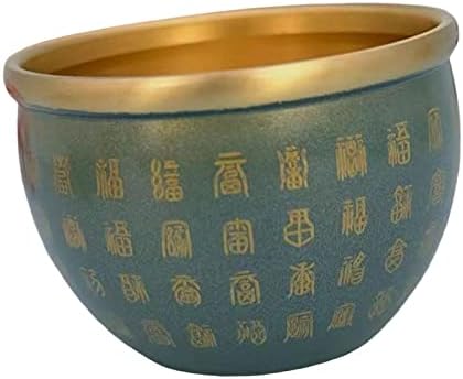 Bothyi Small Brass Feng Shui Bowl Chinês Decoração tradicional de escritório em casa pequena Cornucopia chinesa Cenas de tesouro de tesouro para riqueza sorte, azul