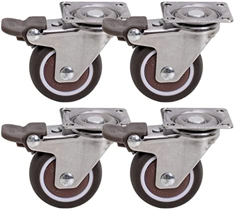Casters giratórios giratórios Nianxinn com freios, molhadores de borracha, rodízios de móveis, rotação silenciosa, rodízios