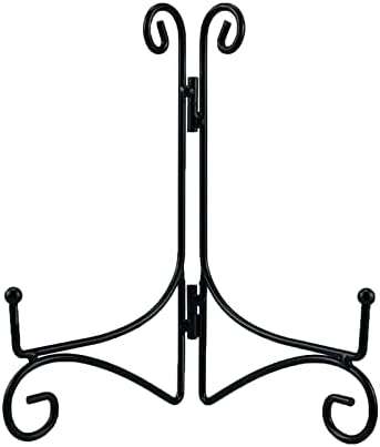 Placa de ferro preto de Svenjbb, suporte de placa de 12 polegadas para exibição, pequenos suportes de exibição de placa de metal para livro de receitas, moldura, foto, placas decorativas
