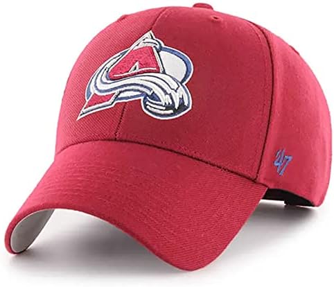 '47 Colorado Avalanche Mens MVP MVP Ajustável Velcroback Cardinal Red Team Color Logot Hat Hat Hat