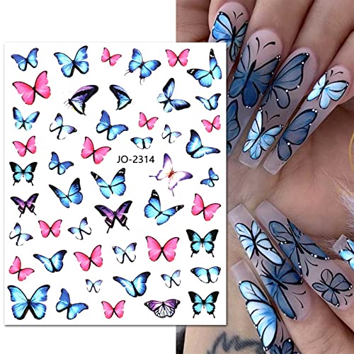 Jmeowio 12 lençóis adesivos de arte de borboleta adesivos Decalques autoadesivos pegatinas uñas primavera suprimentos de unhas de unhas de design de designs