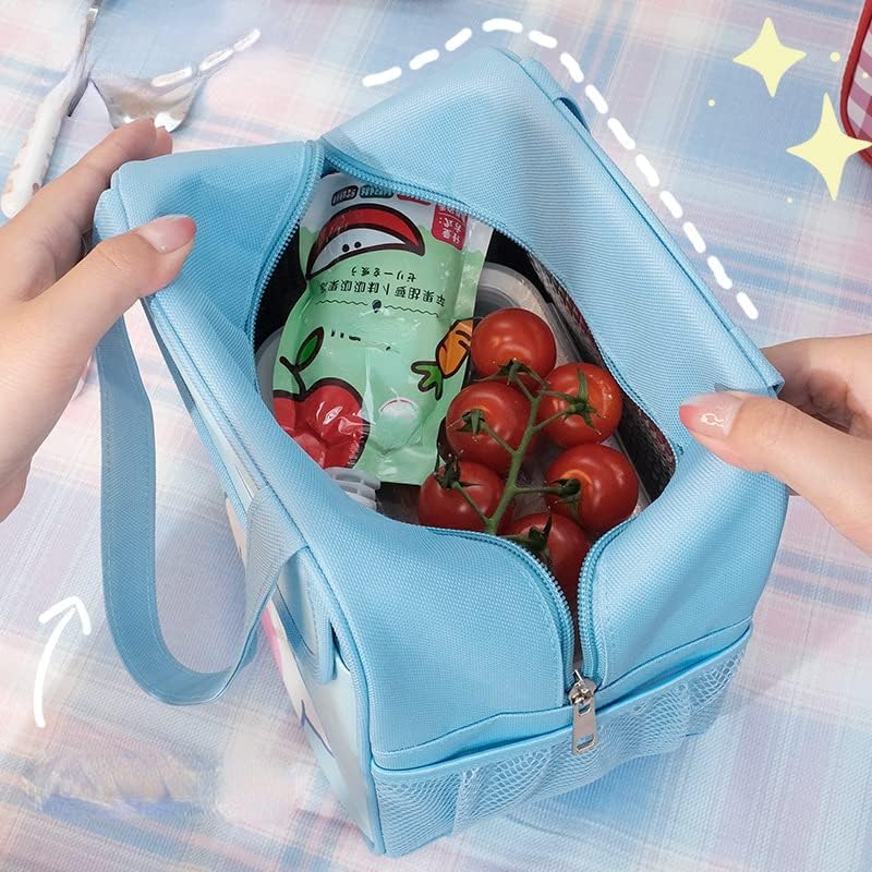 Donloise Kawaii Saco de lancheira fofa lancheira leve reutilizável Térmica Lunch Tote Bag para material de volta para a escola