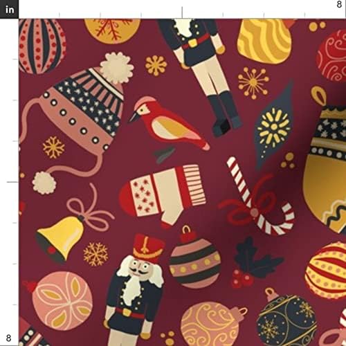 Feriados Fabric -Red Decker - Ornamentos de Natal retrô - Férias de algodão [algodão, swatch]