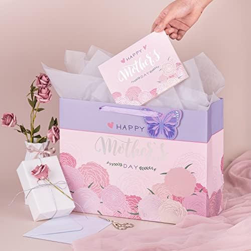 Bolsa de presente do Dia das Mães do Dia da Mãe de Loveinside, com papel de seda, etiqueta e carteira para mamãe, aniversário e mais