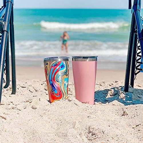 TERVIS 1346591 ETTA VEE - Cosmos aço inoxidável Tumbler com tampa de martelo transparente e preto, 30oz, prata