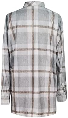 Mulheres Autunm Winter Plaid aconchegante diariamente camisa de lã Coat de capa feminina Botão de lapela Shacket Blush Casual Tunic Blouse Jack