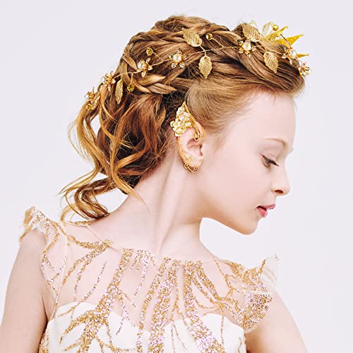 3 Peças Captalhão dourado Brincos de ouro Videira da cabeceira Ear algema de cabelo de ouro Gold Hair Hair Hair Vine Pérola Pérola
