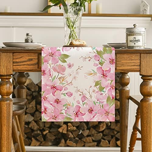 Modo Artóide Sakura Flowers Summer Table Runner, decoração sazonal de mesa de jantar de primavera para festa em casa 13x72 polegadas