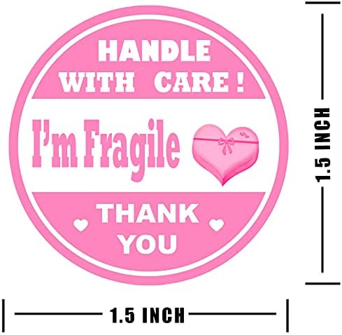 Adesivos frágeis rosa Eu sou rótulos frágeis de caixa, 1,5 polegada de obrigado adesivo, adesivo de remessa frágil