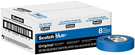 ScotchBlue Original Multi-Surface Painter's Fita, azul, fita de tinta protege as superfícies e remove facilmente, fita de pintura de superfície múltipla para uso interno e externo, 0,94 polegadas x 60 jardas, 8 rolos