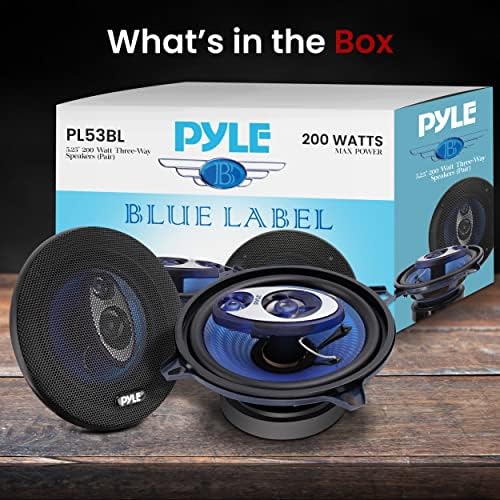 Pyle 5,25 ”Somente de som do carro-Cone de injeção de poli azul atualizado de 3 vias de 200 watts pico com borracha de