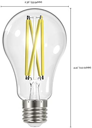Iluminação NuVO Limpa limpa de 12,5 watts A19 LED Filamento Bulb com 3000k e 1500 lúmens, pacote de 4, branco