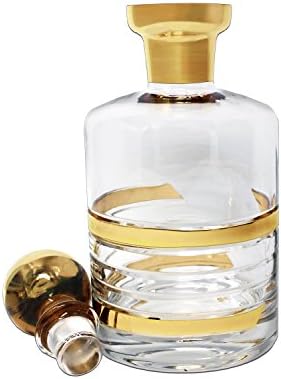 Galzze Crystal Luxuoso Uísque e Decanter de Liquor-Artesanal com detalhamento e rolha de ar de ouro real-para escocês, bebidas