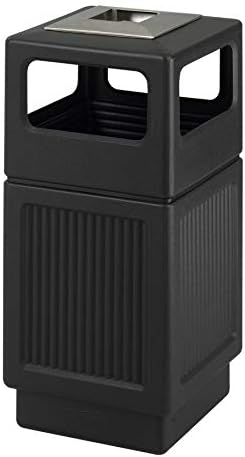 Produtos SAFCO CANMELEON AGREGADO PAINEL TRASH CAN COM ASH URN 9473NC, BLACK, resistente ao clima e produtos Canmeleon Retorned Painel Lix lata com ash urn 9477bl, preto, 38 gal