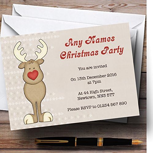 O card zoológico astuto Rudolph personalizado natal/ano novo/convites de festa de férias