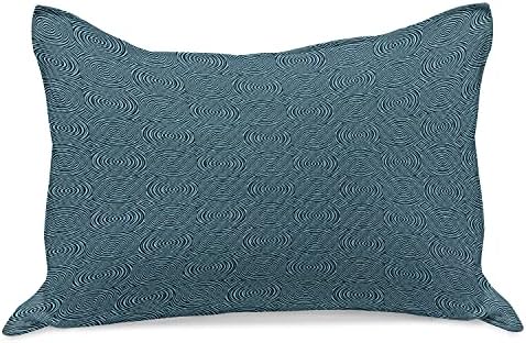 Ambesonne Abstract Surreal Knitt Quilt Cobro de travesseira, Modernos Circulares Listras Impressão de Ilusão de Ática, Capa de Almofias de Tamanho Standor para Quarto, 30 X 20, Cinza Azul Cinzento Deep Cinzento