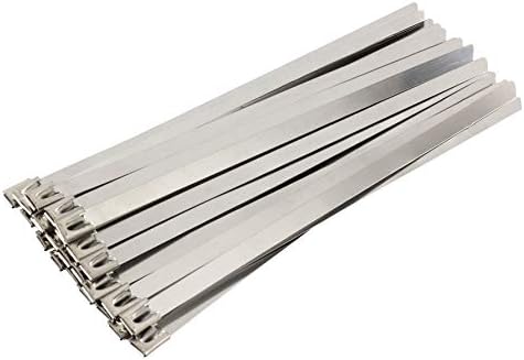 GTSE Metal Zip laços pesados, 14 polegadas, 100 pacote, 316 grau com resistência de 350 lb, mecanismo de auto-bloqueio seguro,