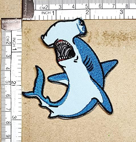 Kleenplus Hammerhead Shark Patches adesivo peixe subaquático de desenho animado de desenho animado em tecido Appliques Diy Craft Reparo