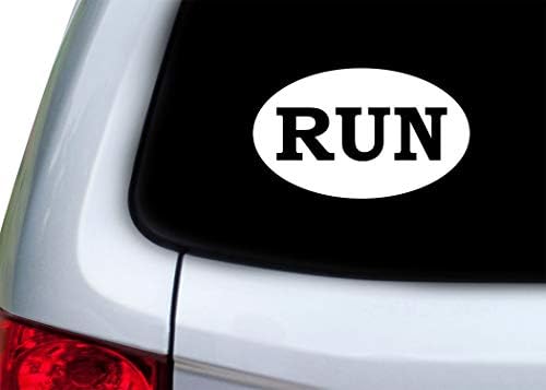 Run Marathon Sticker Bumper Stick Oval 5 x 3 Decalner Runner Run Run