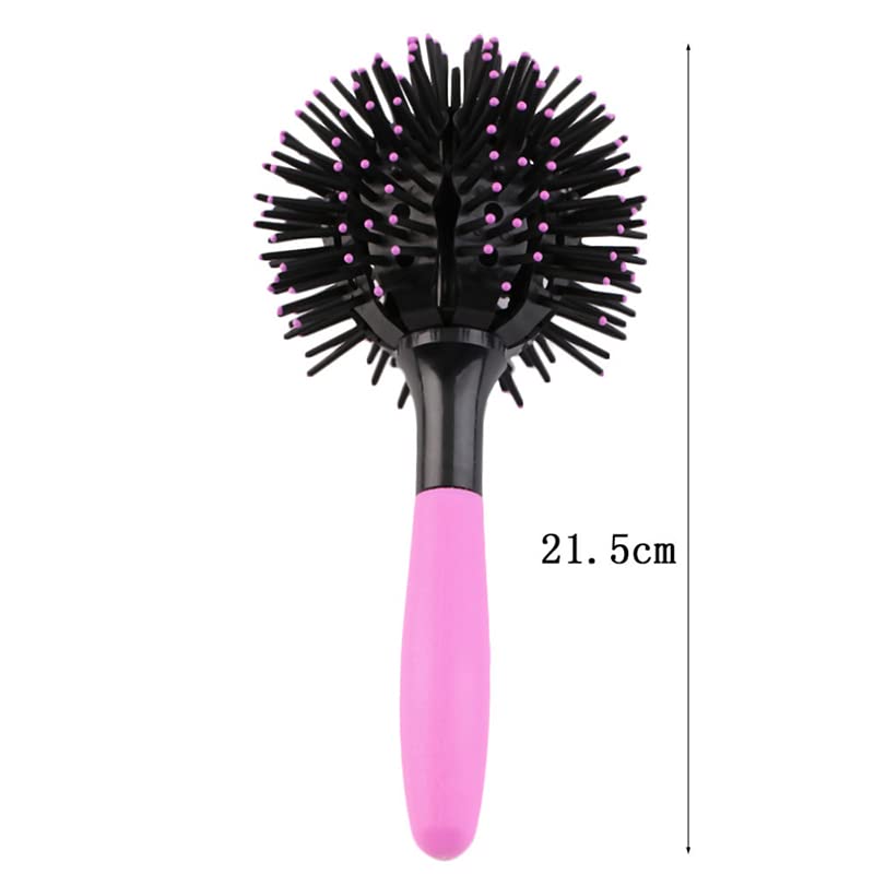 Bomba de bomba 3D Curl escova de cabelo, escovas de cabelo de esfera redonda de 360 ​​graus para meninas escova de cabelo de forma