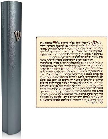 Talisman4u cinza alumínio mezuzah com roll 3d metal canela clássica mezuzah para a porta israel judaica presente
