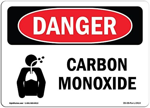 Sinal de perigo da OSHA - monóxido de carbono | Decalque | Proteja sua empresa, canteiro de obras, armazém e área de loja | Feito